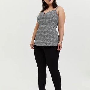Black & White Plaid Houndstooth Bengaline Peplum Cami